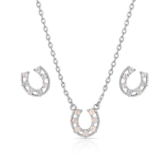 Delicate Glamour Opal Neckalce/Earring Set