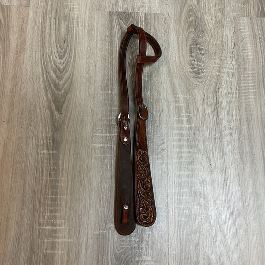 Twisted Pistol Design -  Cowhand Floral Tooled Chestnut Leather Single Ear Headstall