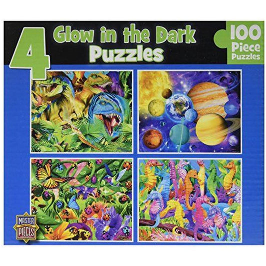 Master Pieces - Glow in the Dark 4 Pack Puzzles (Blue) 100pc 12025