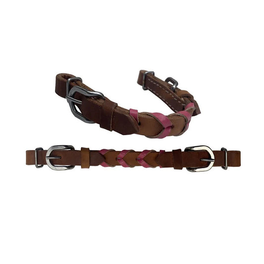 Showman - Argentina Chestnut Leather With Pink Leather Lacing Curb Strap 177752