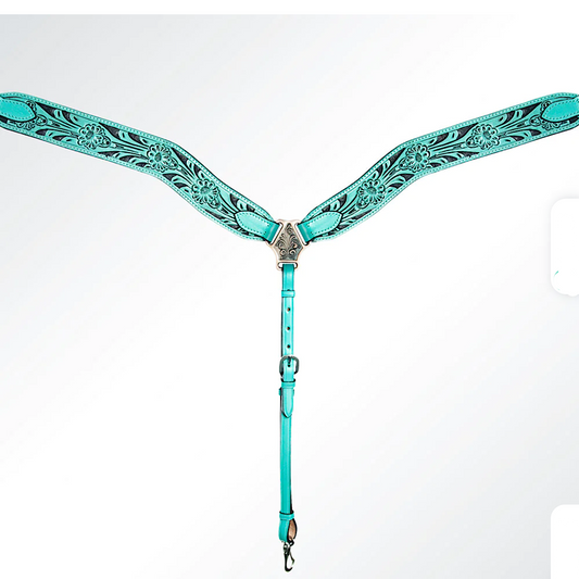 American Darling - Carved Turquoise Leather Breast Collar ADPSF105-BC