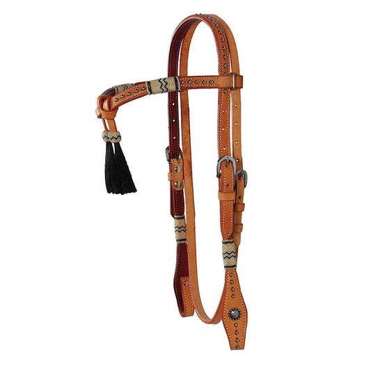Western Rawhide -Country Legend Rawhide & Studded Tan Leather Browband Headstall 222265-76