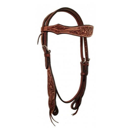 Cody Pro - Vintage Tooled Tan Leather Browband Headstall 9260