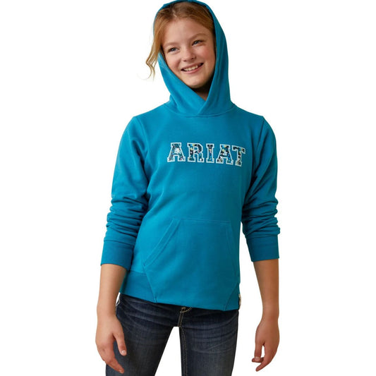 Ariat® Youth Girl's 3D Logo 2.0 Mosaic Blue Hoodie