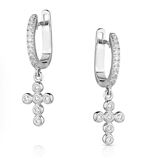 Simple Crystal Cross Earrings