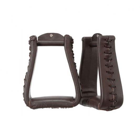 Tough 1 - Chocolate Brown Leather Oversized Western Stirrups 57-5995-32-0