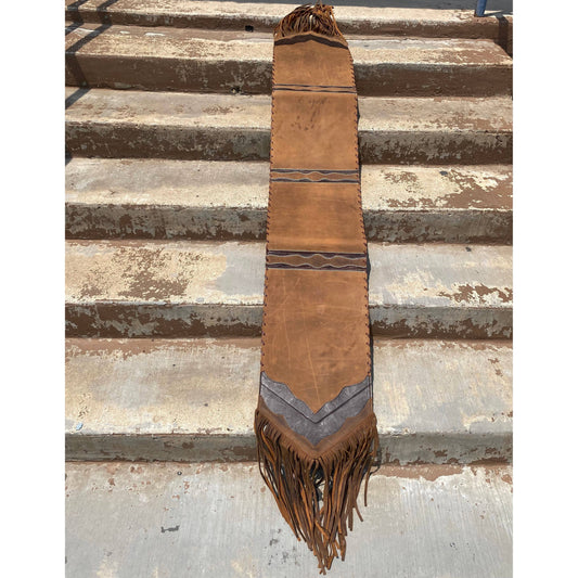 6ft Rustic Vintage Tooled Fringe Table Runner