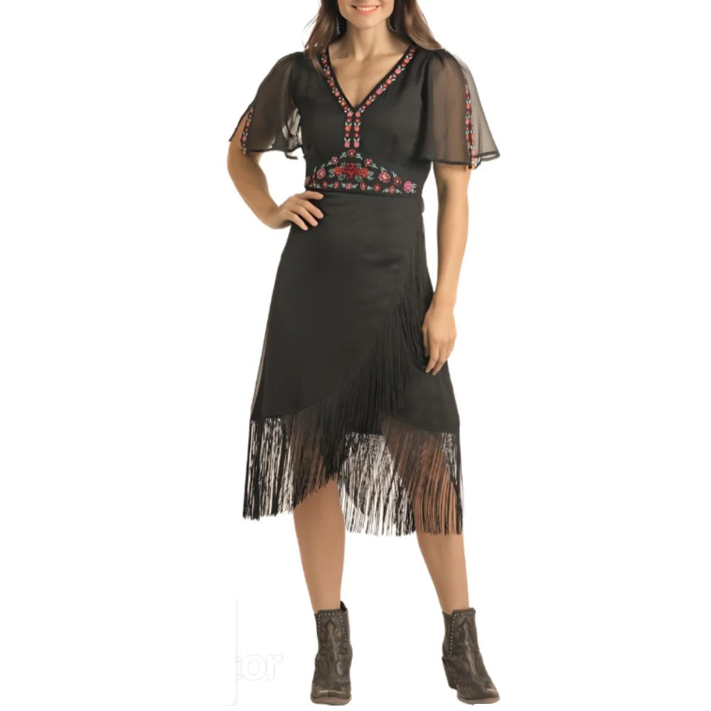 Ladies Panhandle Black Embroidered Dress