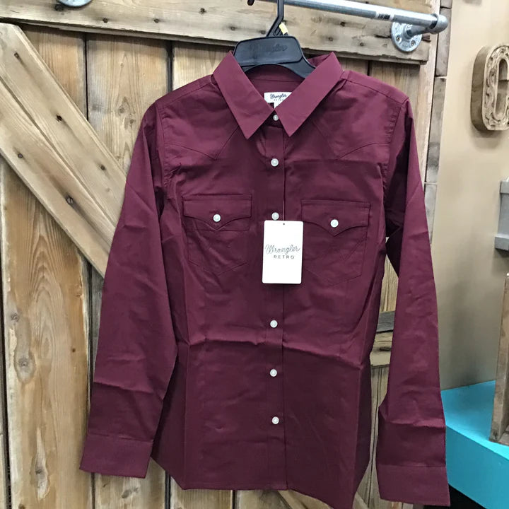 Wrangler Retro Ladies Burgundy Rodeo Shirt