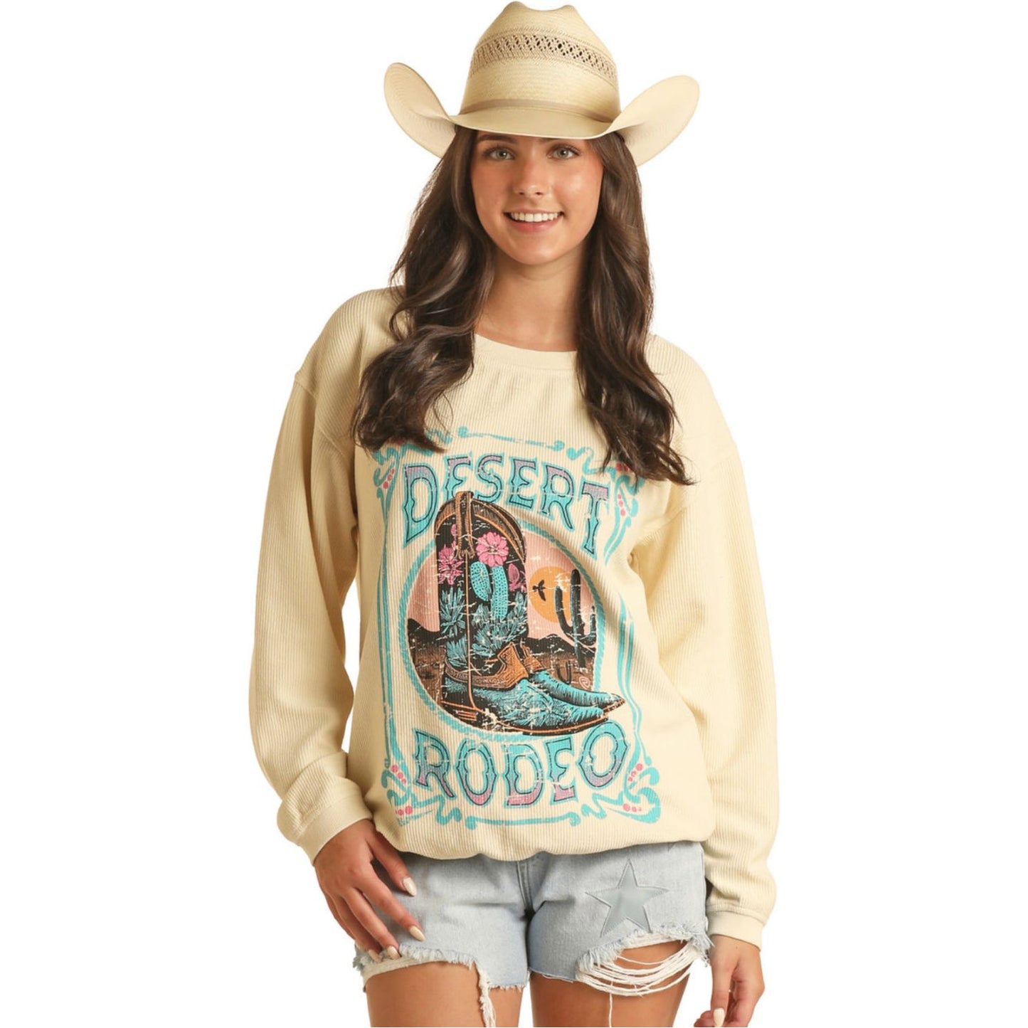 Women's Rock & Roll Eggshell Desert Rodeo Pullover