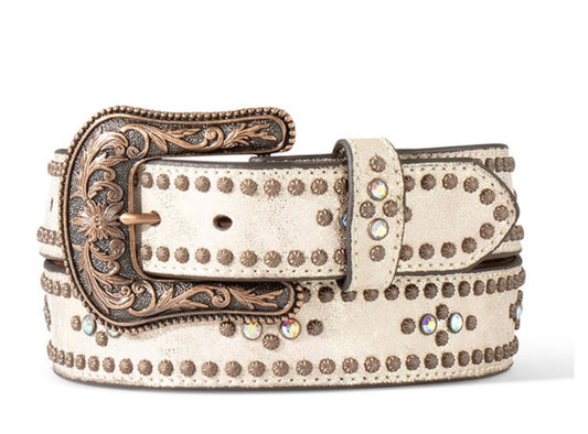 Ariat Ladies Belt METALLIC COPPER STUDS WHITE - A15662216